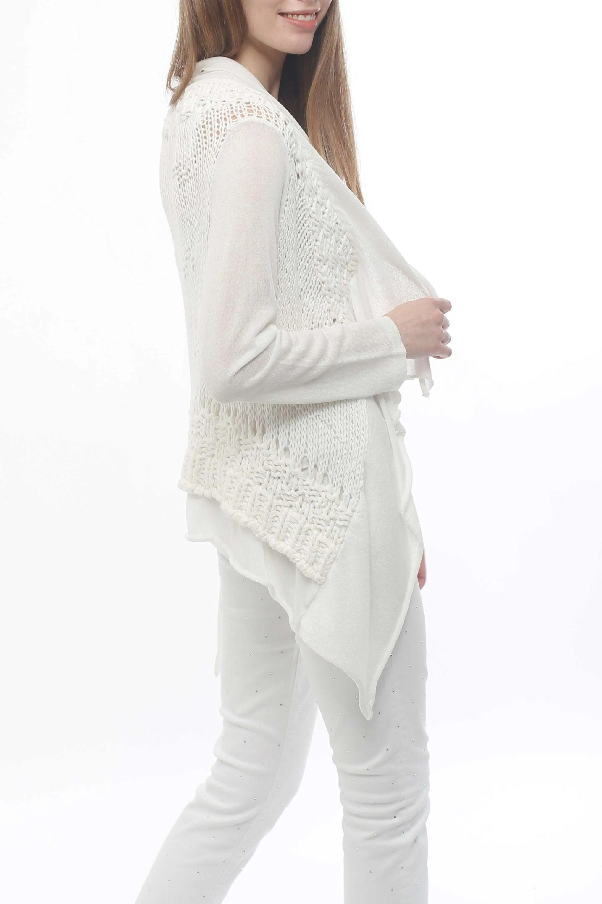 Drape Front Cardi with Tape Yarn