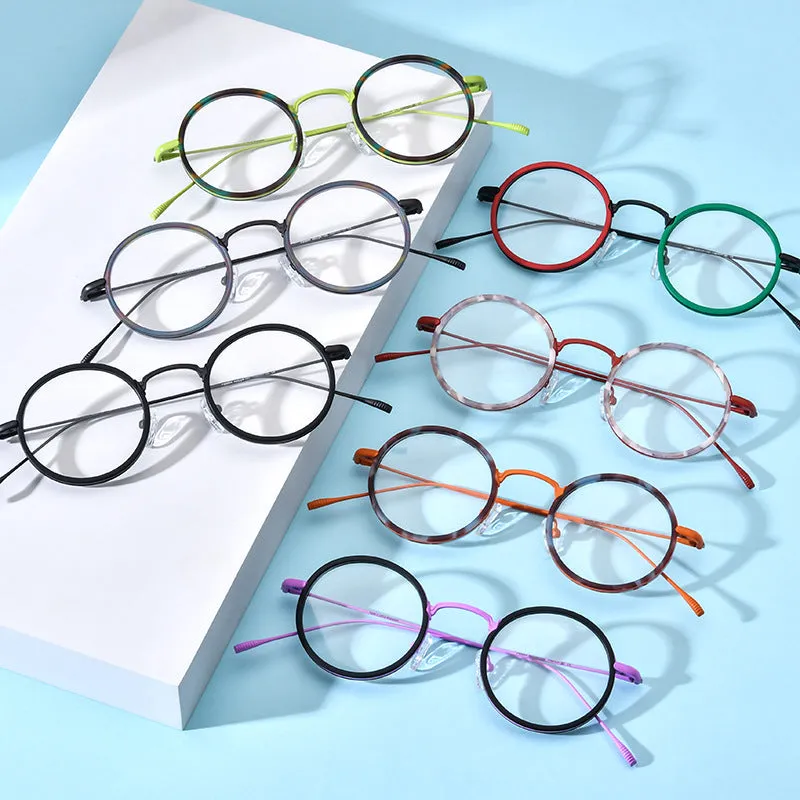 Eamon Titanium Round Glasses Frame
