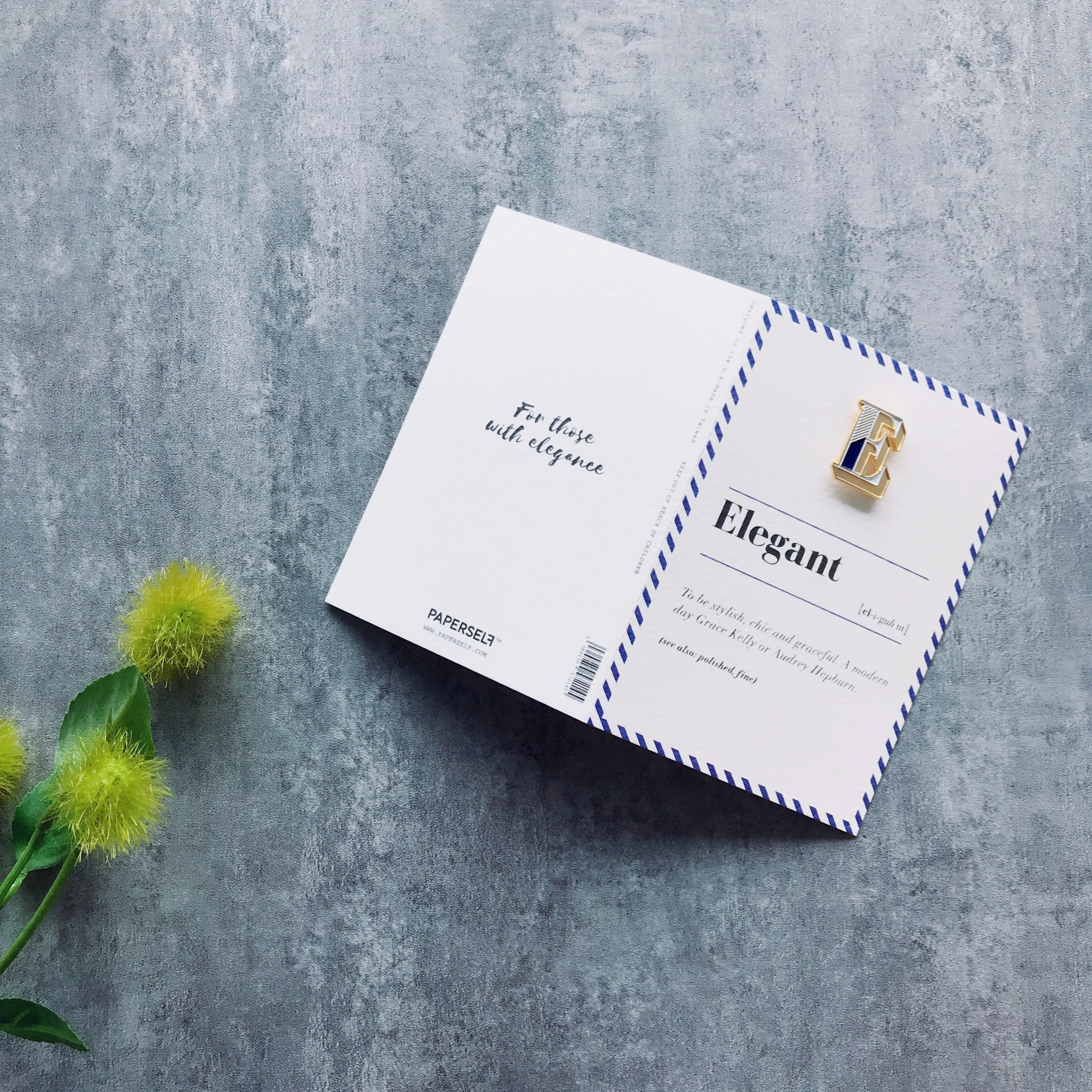 E/Elegant Pin Badge and Card