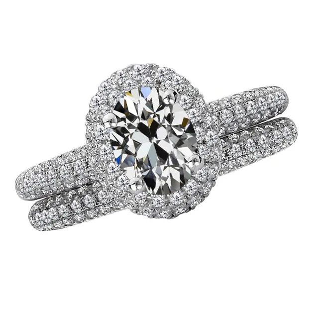Elegant 6 Carat Halo Oval Earth Mined Diamond Ring