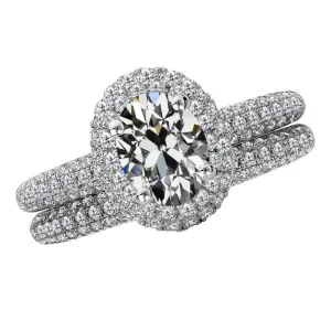 Elegant 6 Carat Halo Oval Earth Mined Diamond Ring