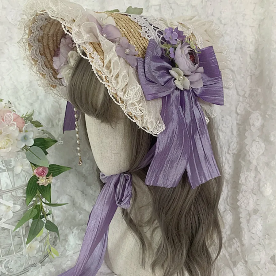 Elegant and Classic Lolita Flowers Straw Hat