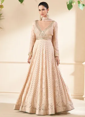 Elegant Beige Designer Anarkali Suit with Lavish Embroidery