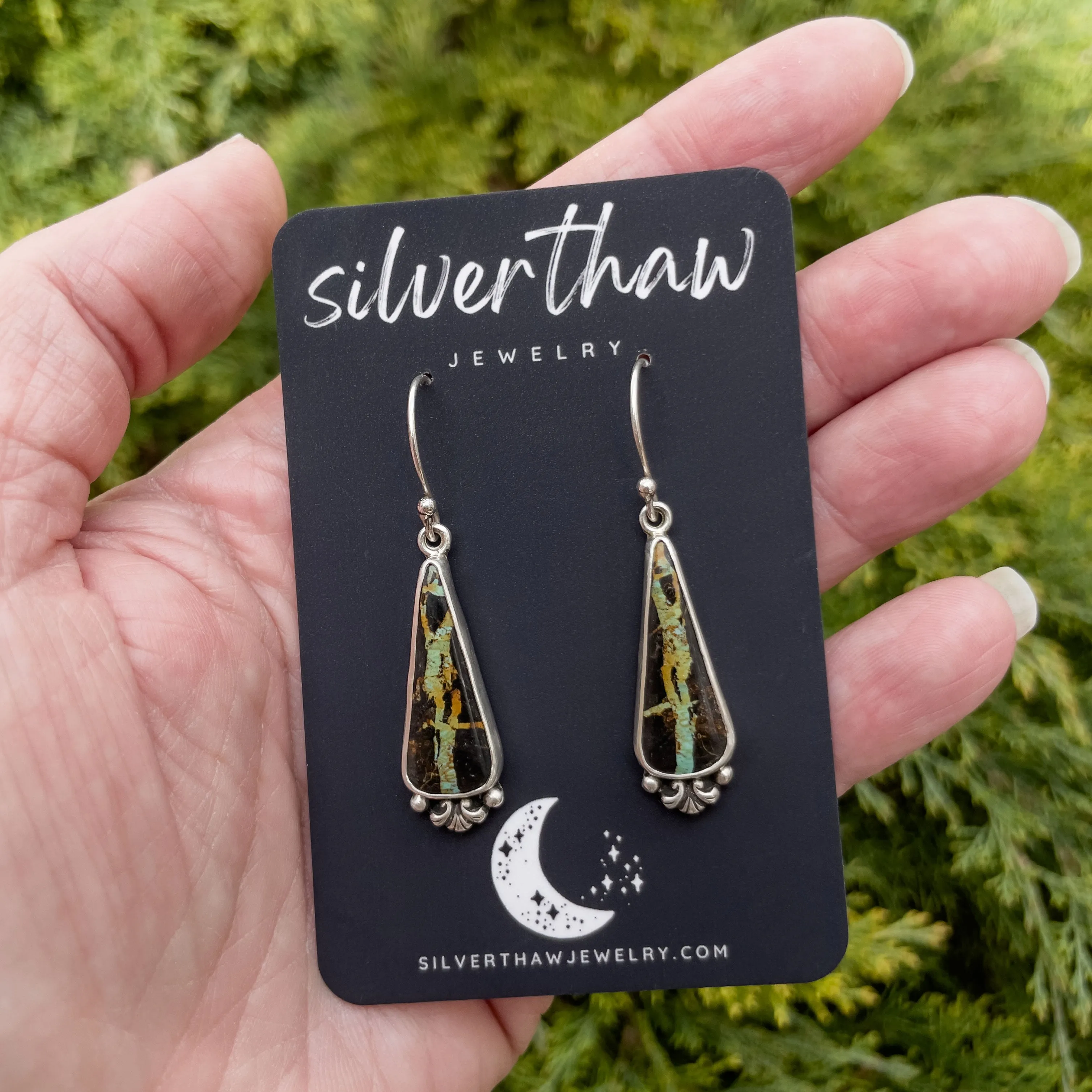 Elegant Blackjack Turquoise Earrings in Sterling Silver