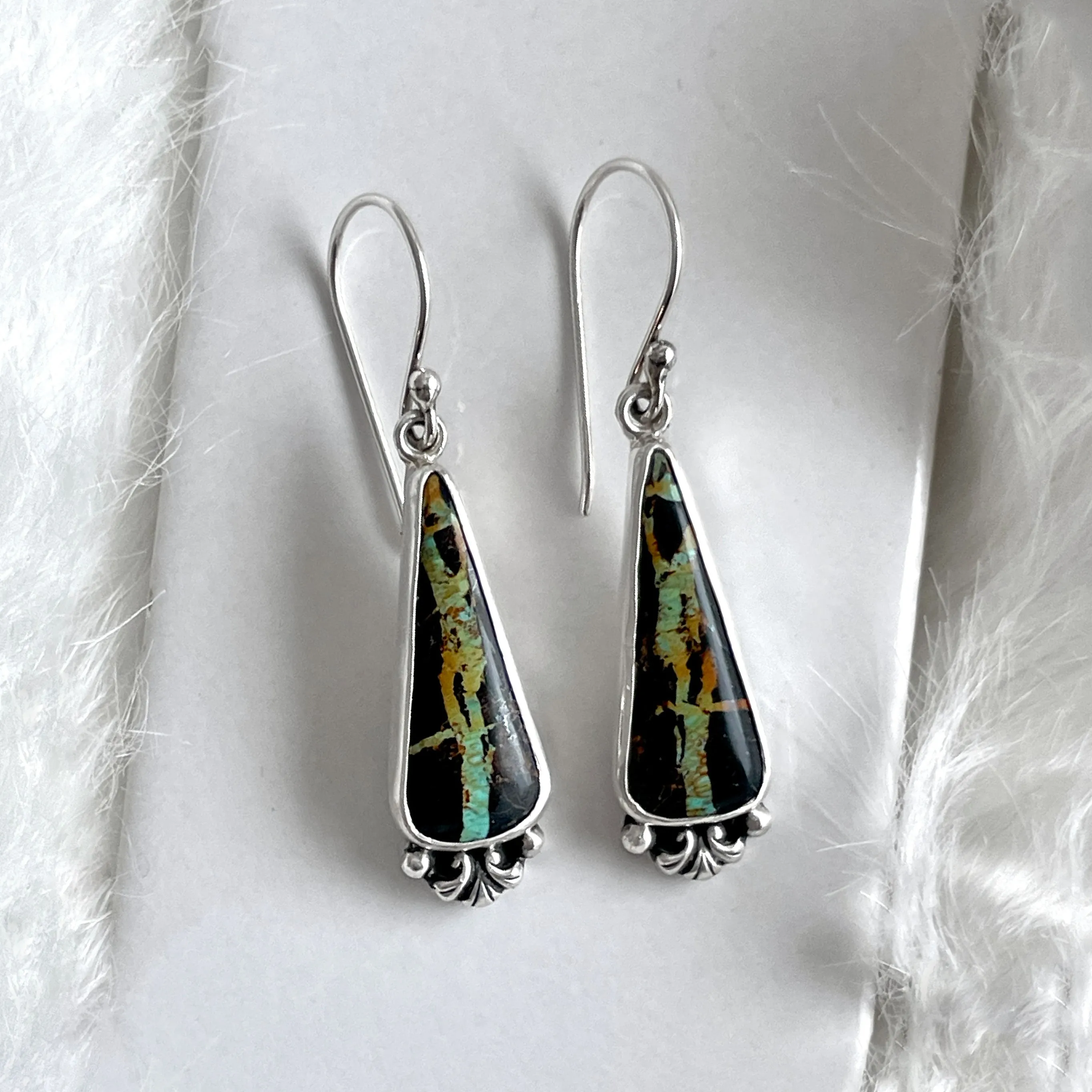Elegant Blackjack Turquoise Earrings in Sterling Silver