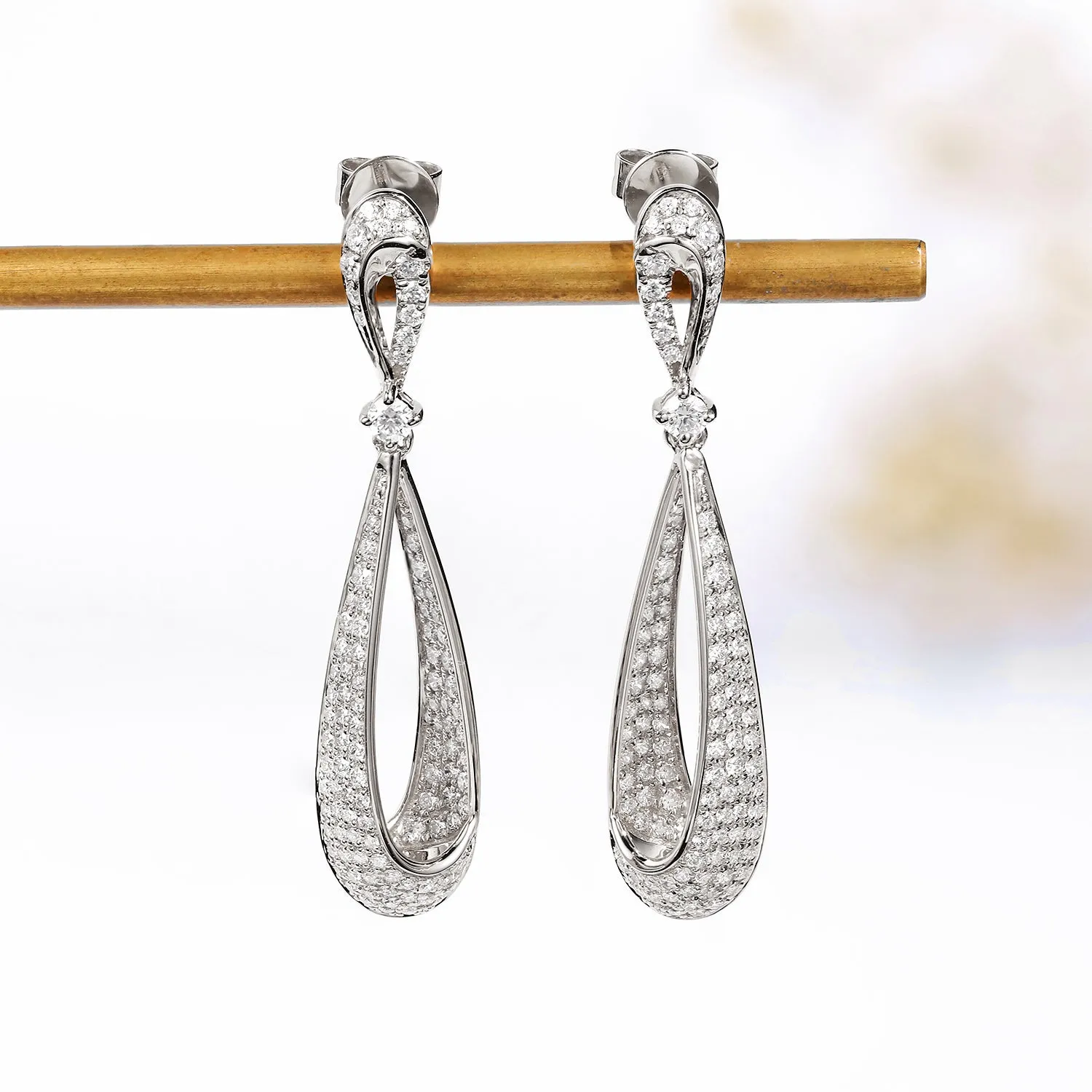 Elegant Diamond Dangle Drop Earrings