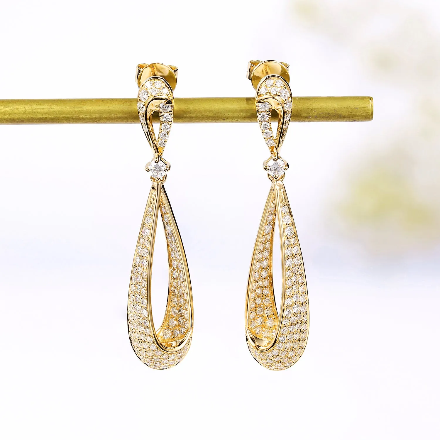 Elegant Diamond Dangle Drop Earrings