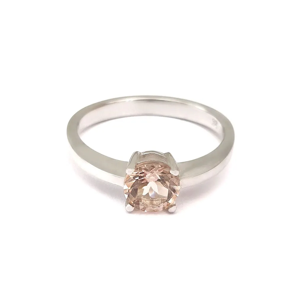 Elegant Double Basket Solitaire White Gold Morganite Ring