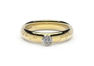 Elegant Elvish Engagement Ring, Yellow Gold