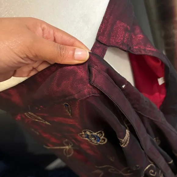 Elegant Floral Burgundy Wrap Around Skirt
