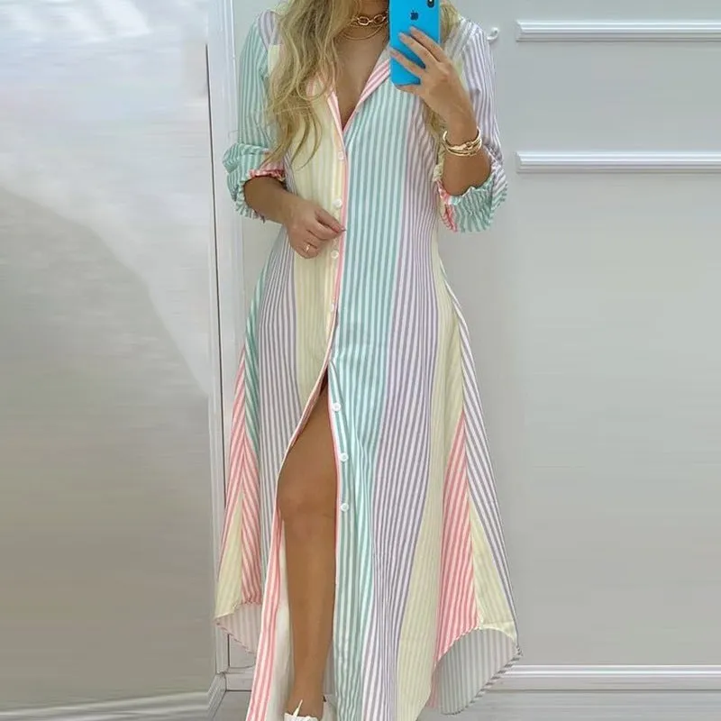 Elegant Floral Print Slit Skirt Dress