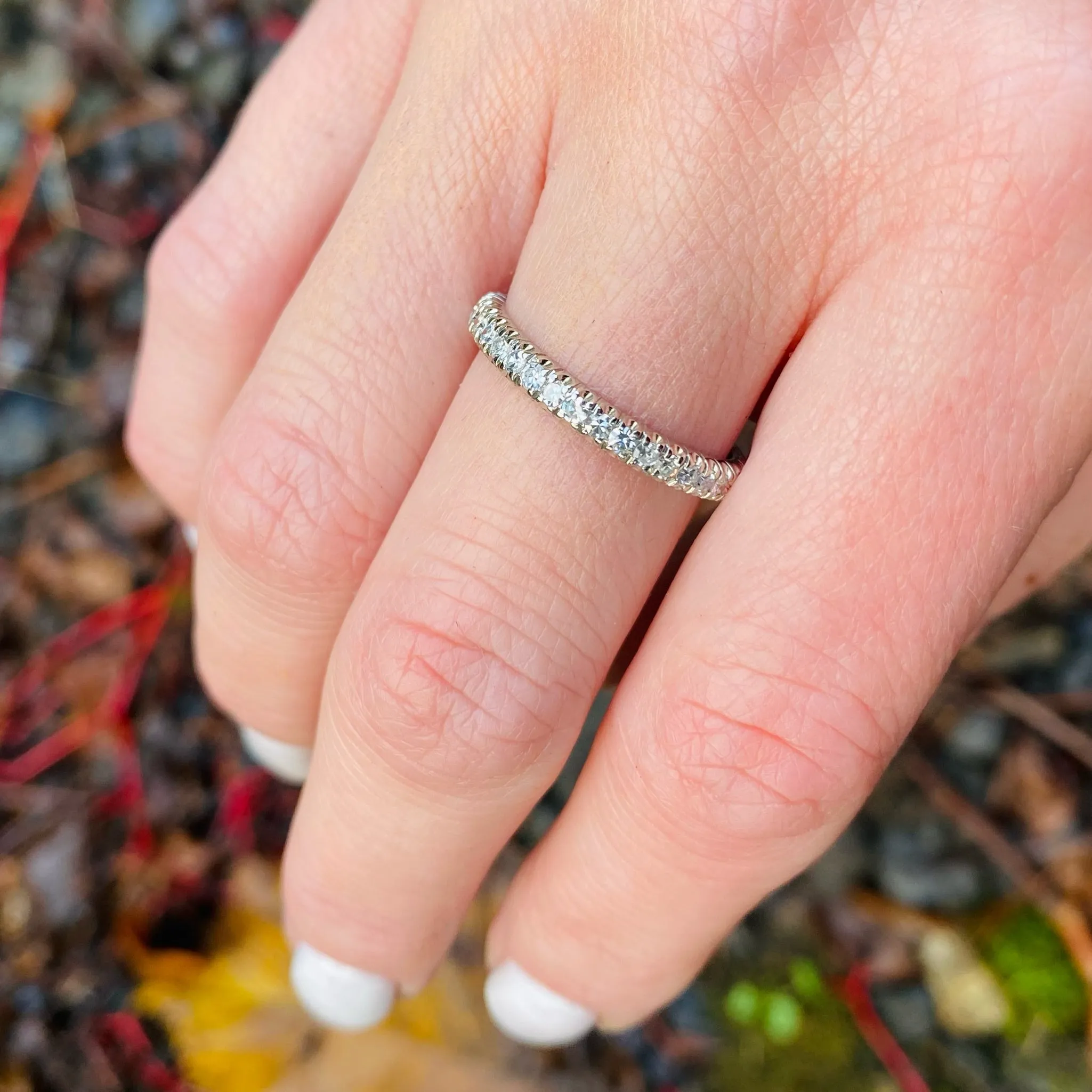 Elegant Mid Century Diamond & White Gold Eternity Band