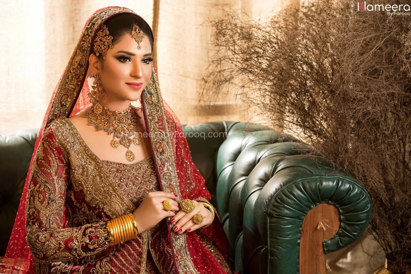 Elegant Pakistani Bridal Maroon Lehenga Dress #BN769