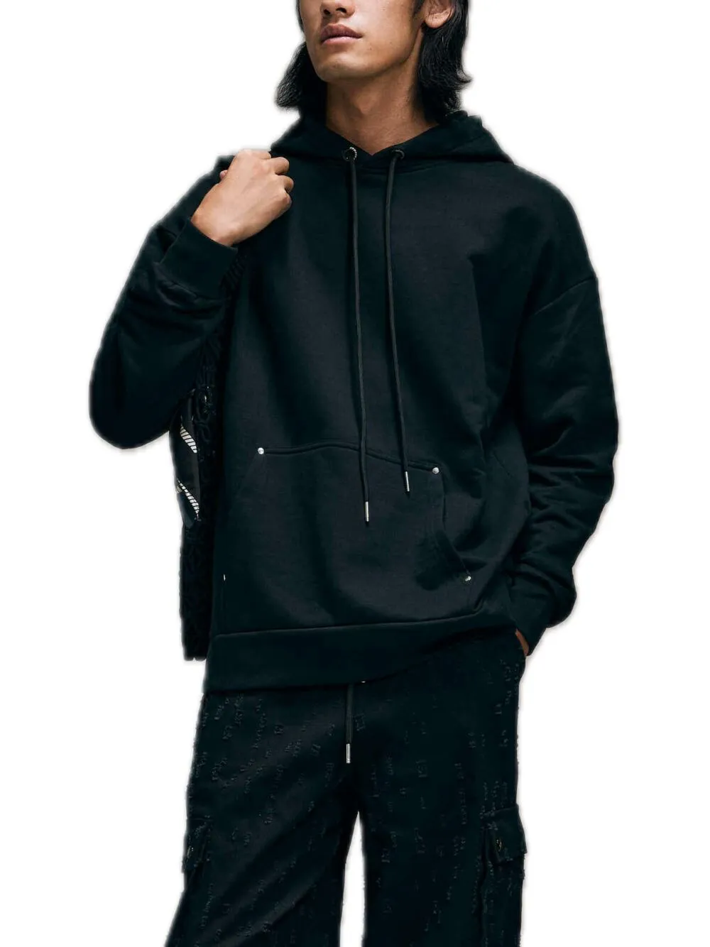 Embroydered Hoodie - Unique Black