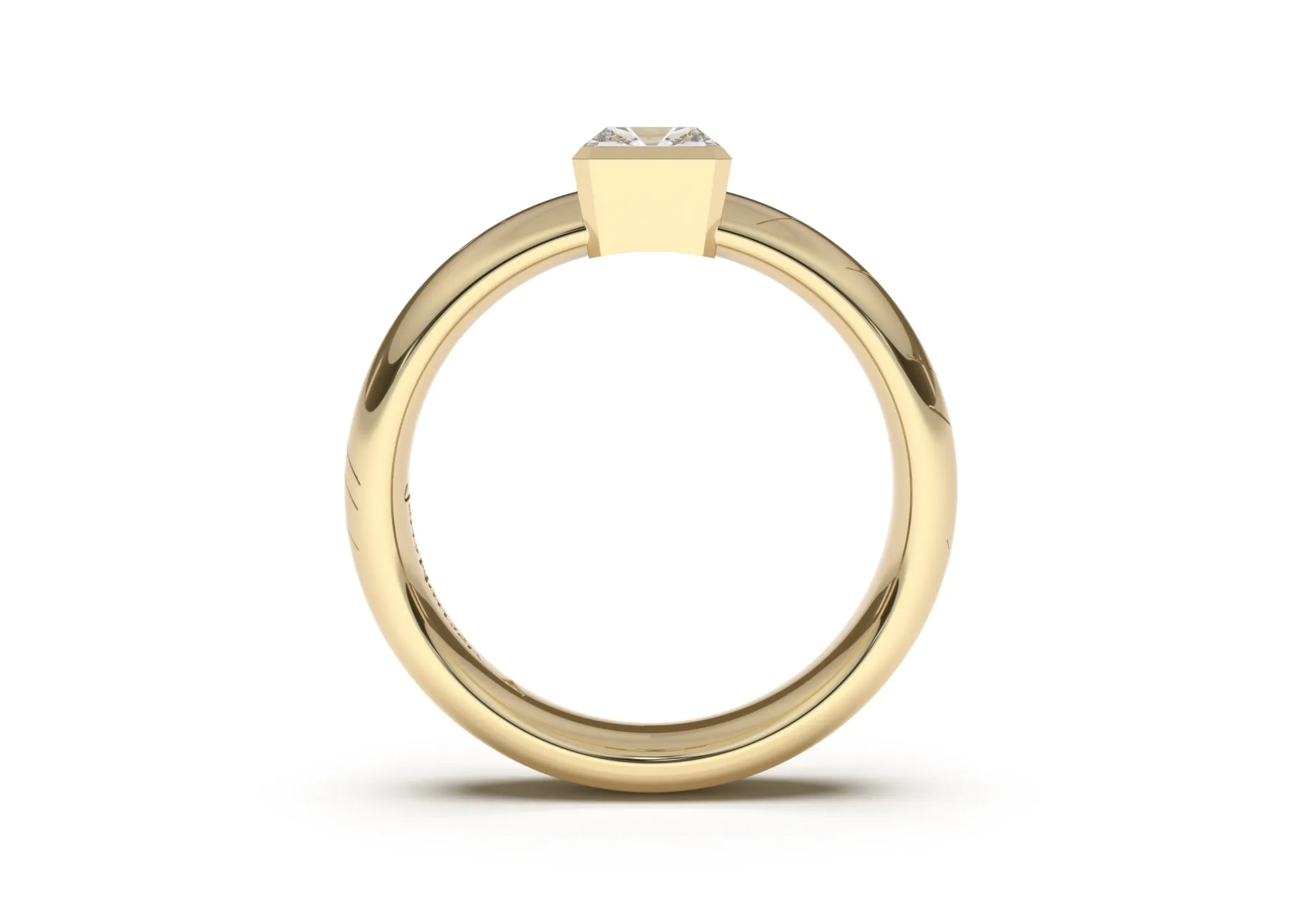 Emerald Cut Elegant Elvish Engagement Ring, Yellow Gold