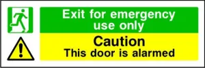 Exit For Emergency Use Only Caution This Door Is Alarmed Sign