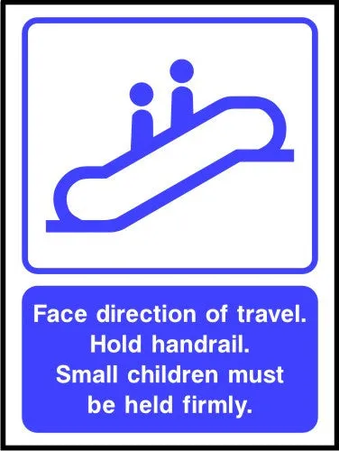 Face direction of travel Hold handrail sign