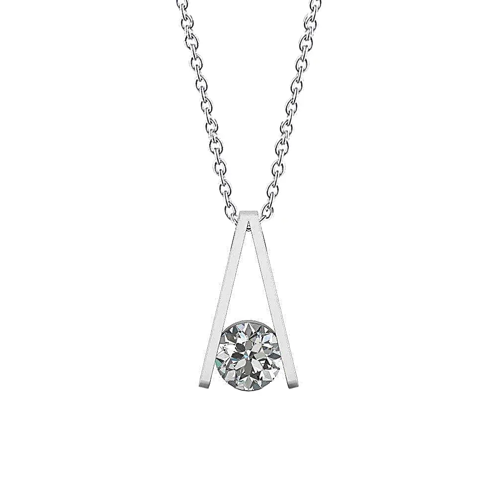 Fashionable 1 Carat Round Natural Earth Mined Diamond Pendant