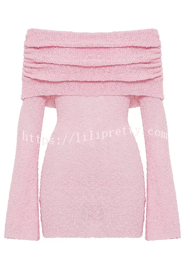 Fashionable and Sexy Off-shoulder Long-sleeved Mini Dress