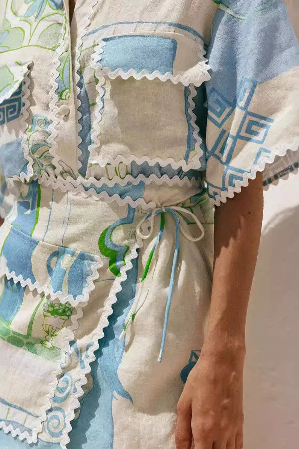 Fashionable and versatile lace print fashion Mini Dress