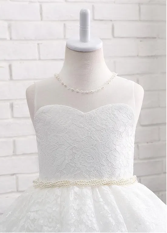 Fashionable Lace Flower Girl Dresses With Beadings