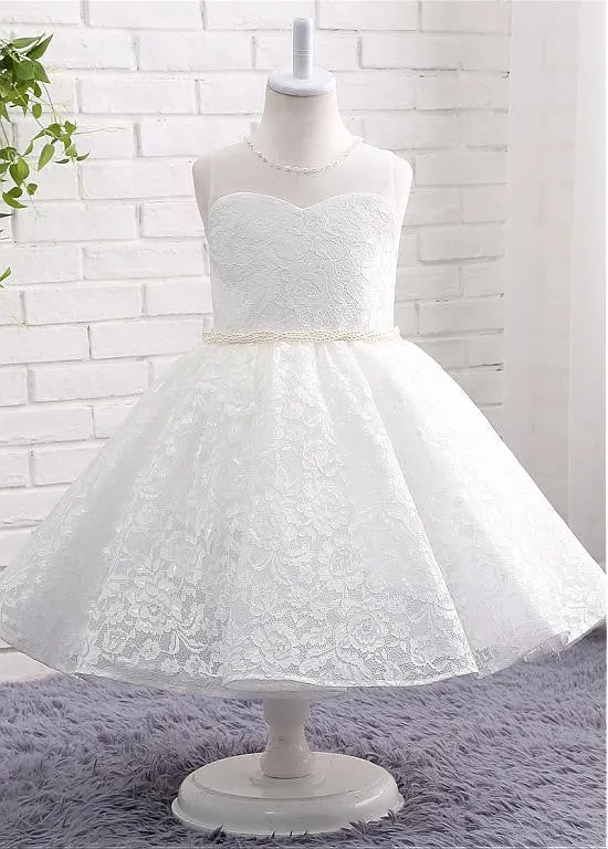 Fashionable Lace Flower Girl Dresses With Beadings