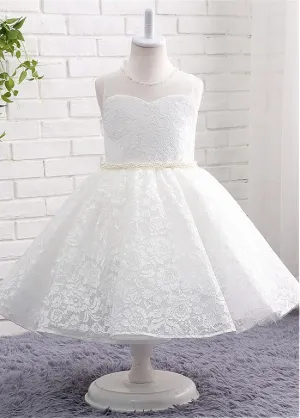 Fashionable Lace Flower Girl Dresses With Beadings