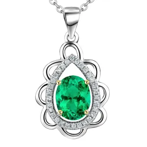 Fashionable Pear Shape Pendant Oval Green Emerald Gemstone
