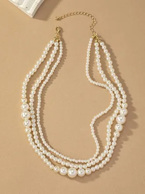 Fashionable Simple Style Faux Pearl Beaded Necklace