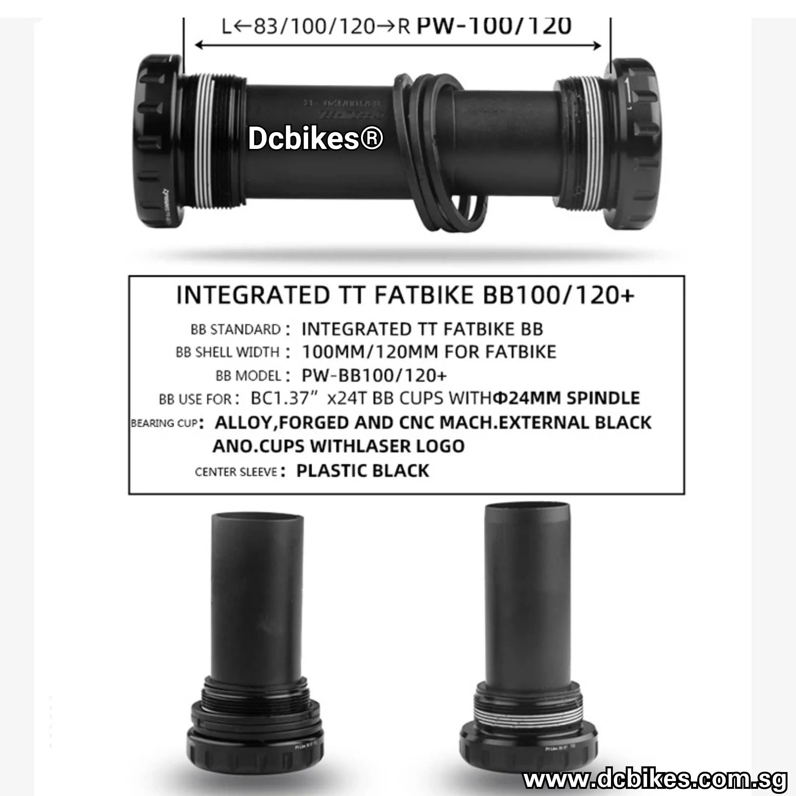 Fat Bike Threaded 100mm/120mm Bottom Bracket BB 24mm