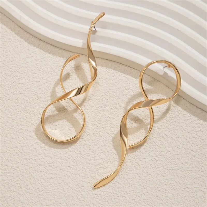Female Trendy Round Circle Twisted Earrings