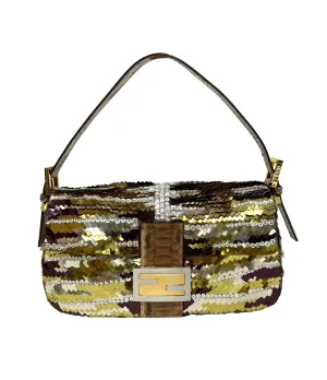 Fendi Gold Sequin Baguette