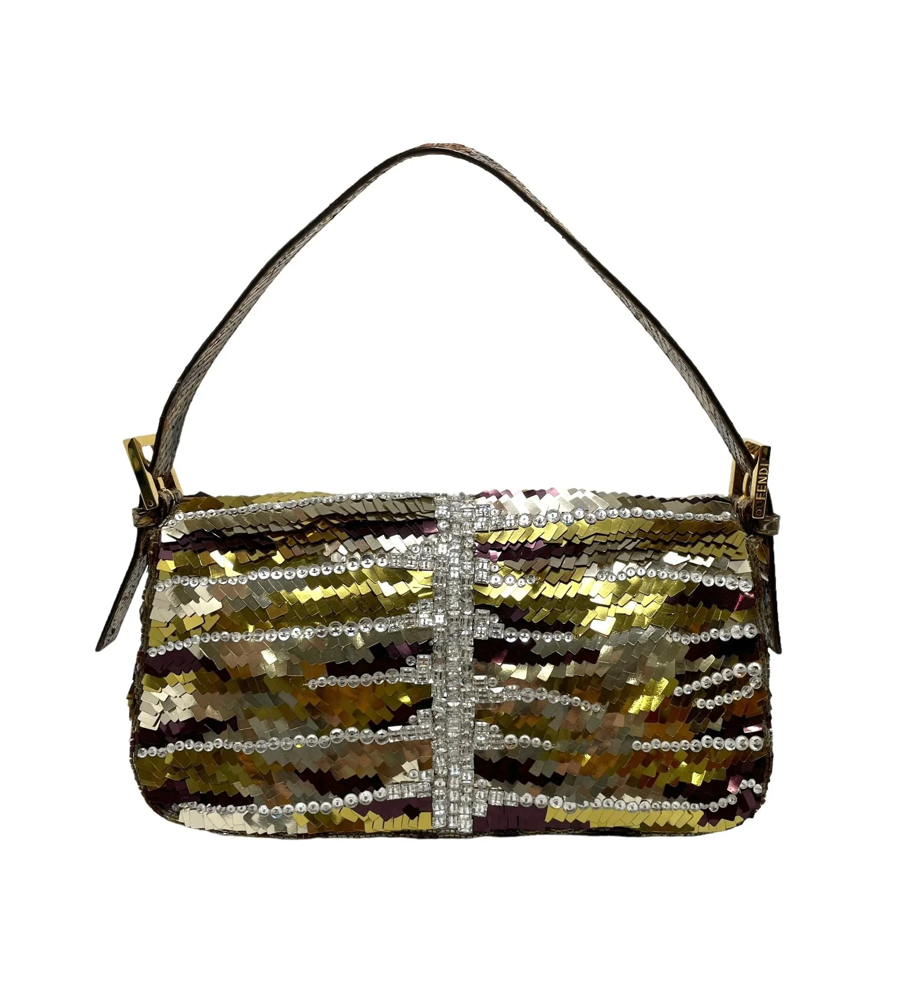 Fendi Gold Sequin Baguette