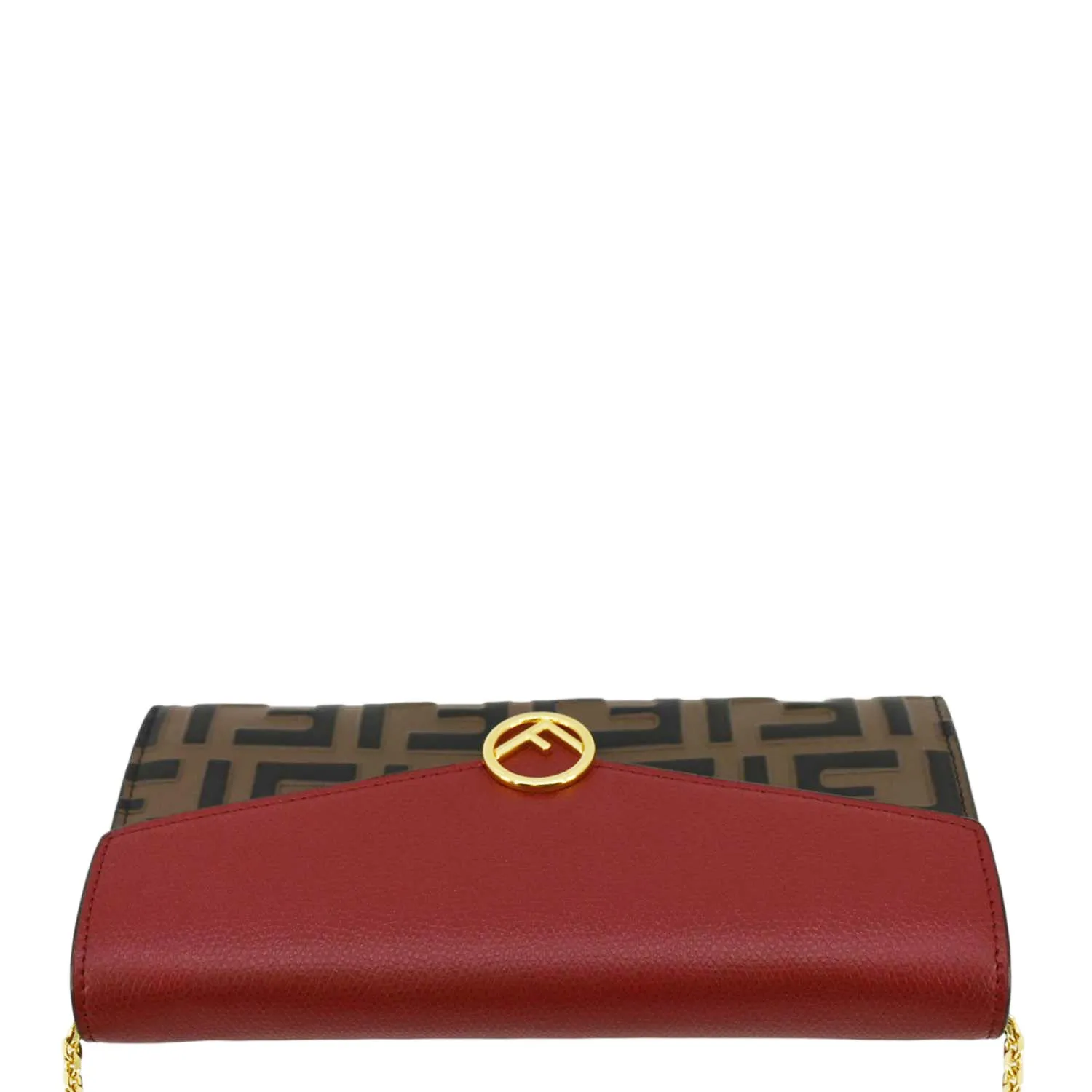 Fendi Vitello Cruise F Is Fendi Leather Continental Chain Wallet Red