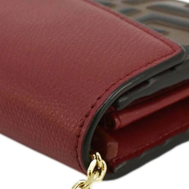 Fendi Vitello Cruise F Is Fendi Leather Continental Chain Wallet Red