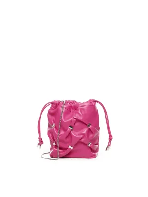 Ferragamo mini hink rosa lammskinnväska med vara bow