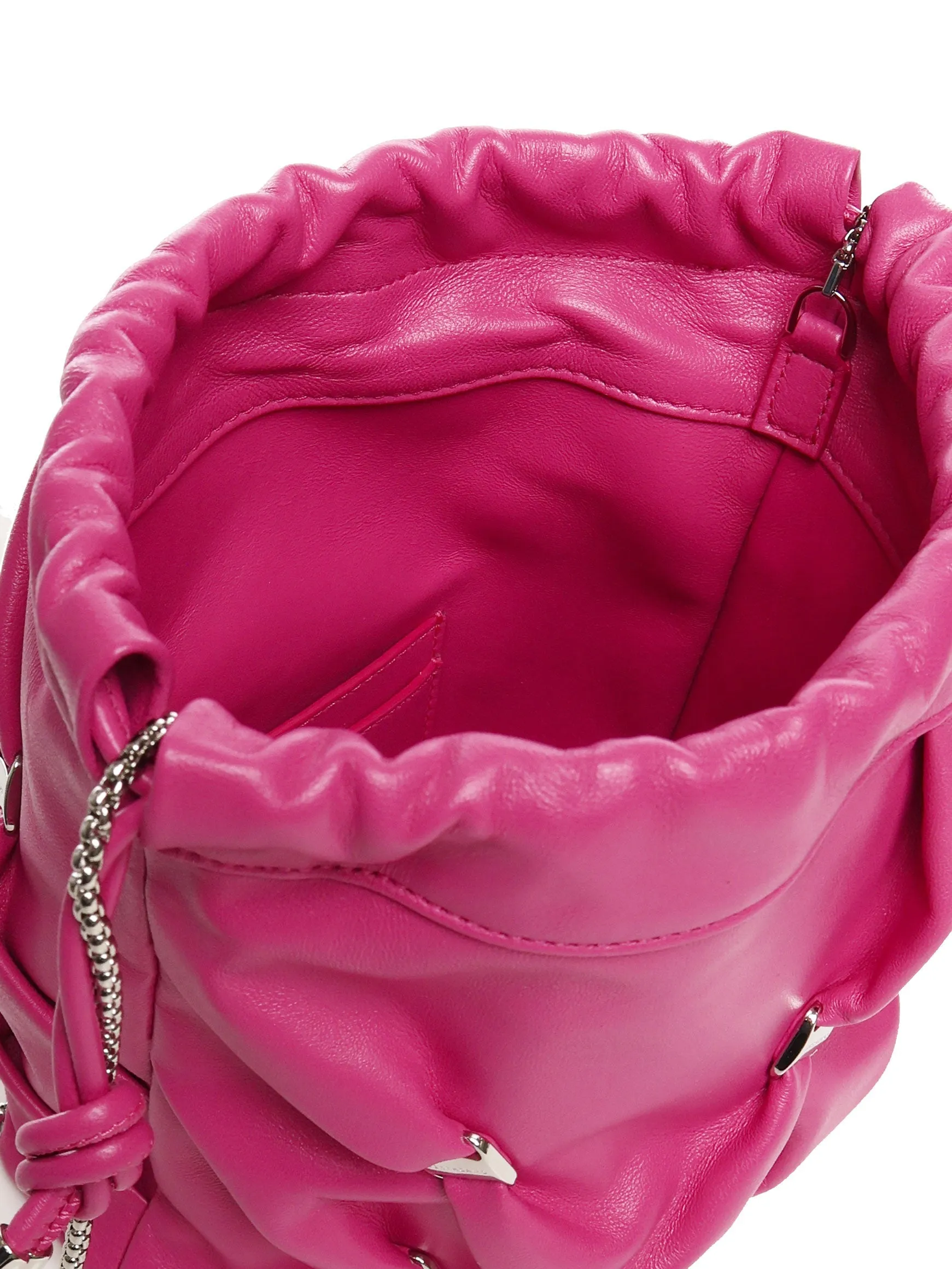 Ferragamo mini hink rosa lammskinnväska med vara bow