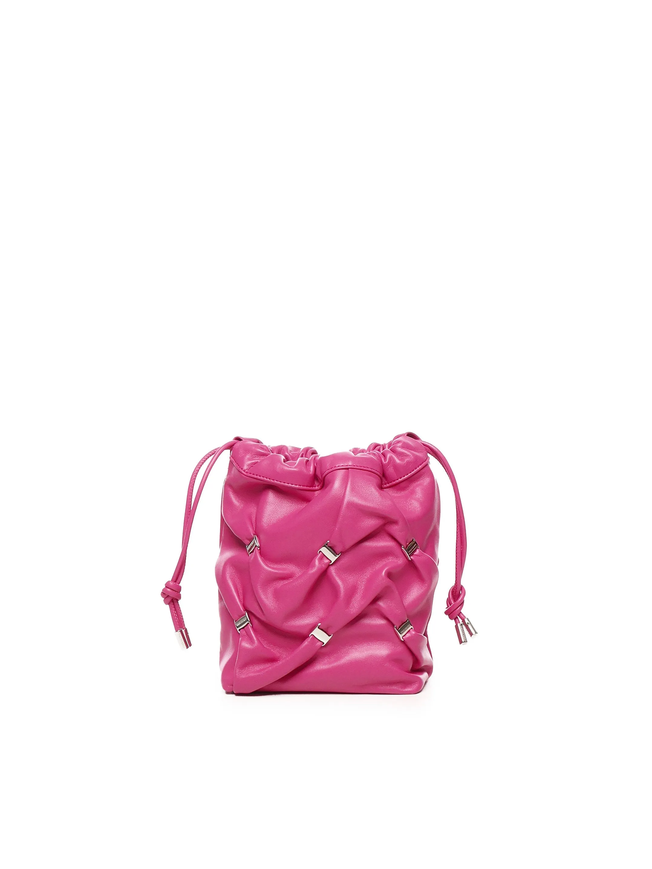 Ferragamo mini hink rosa lammskinnväska med vara bow