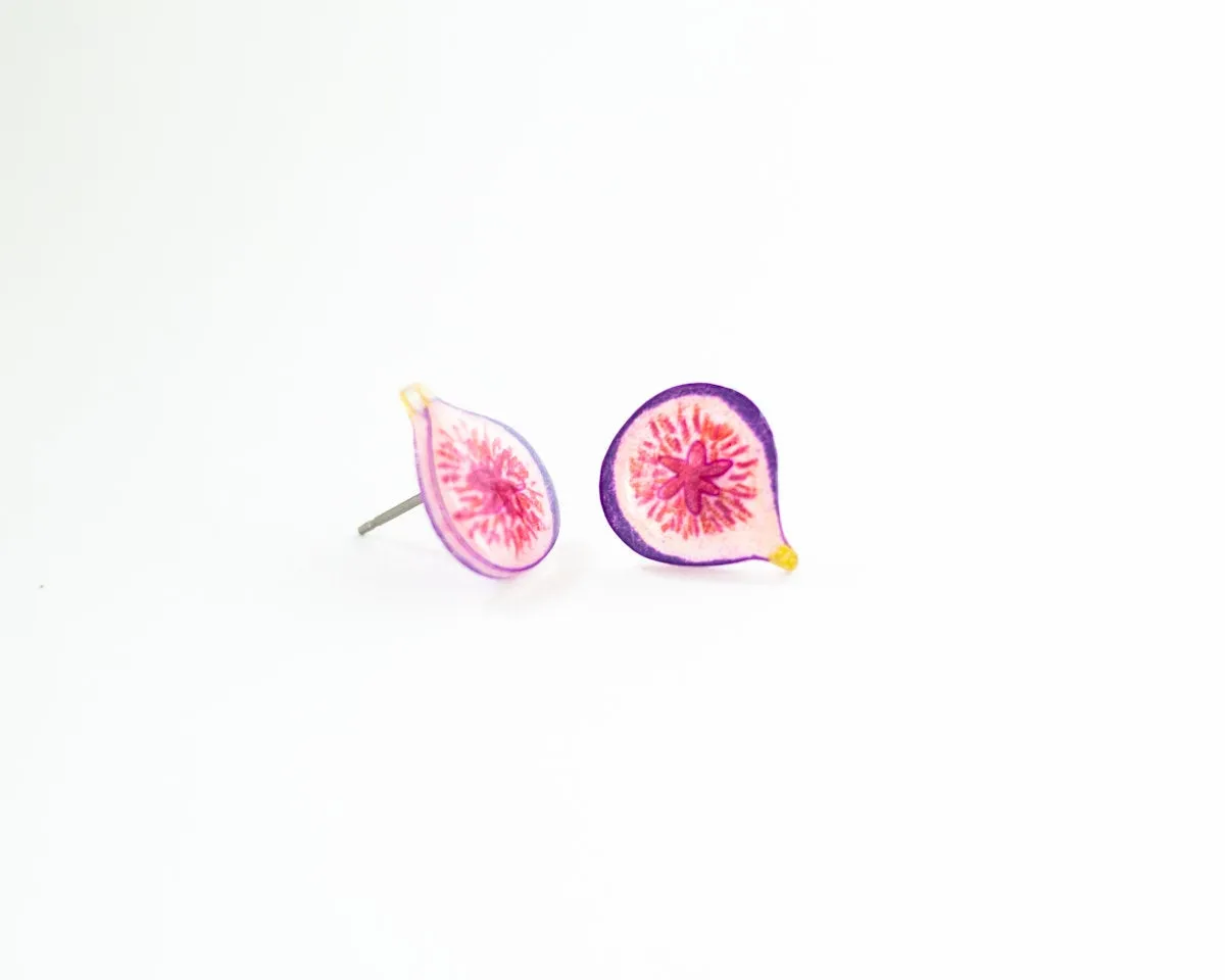 Fig Fruit Stud Earrings