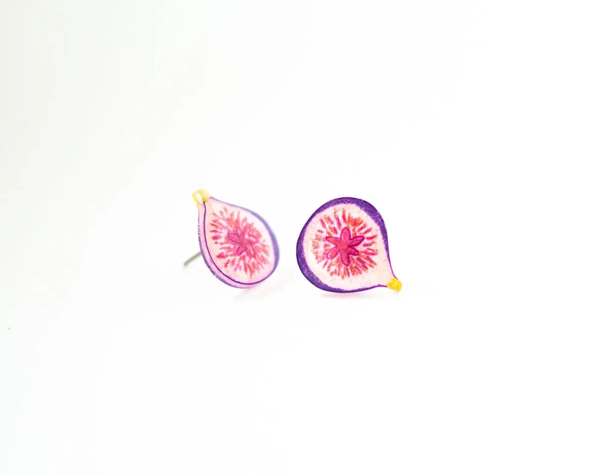 Fig Fruit Stud Earrings