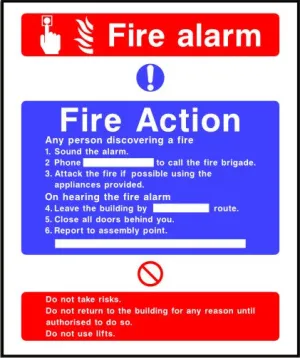 Fire Alarm fire action notice sign