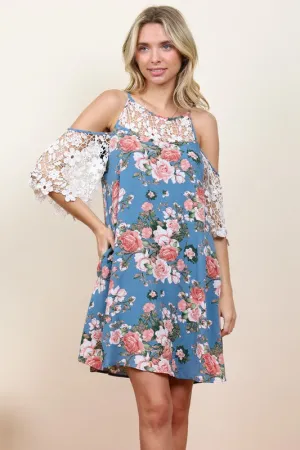 Floral Dress With Crochet Detail