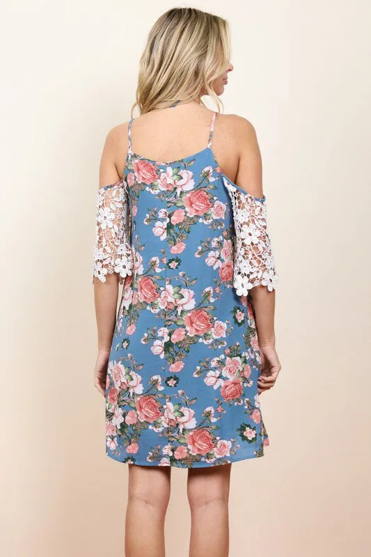 Floral Dress With Crochet Detail