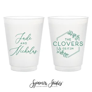 Floral Monogram - 12oz or 16oz Frosted Unbreakable Plastic Cup #207