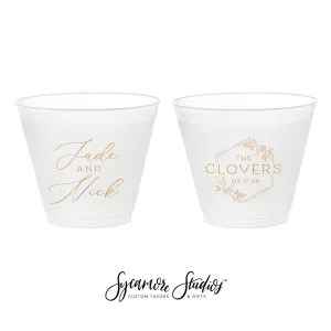 Floral Wreath Monogram - 9oz Frosted Unbreakable Plastic Cup #207