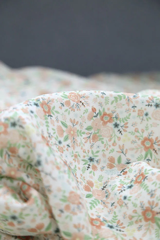 Flowers Cotton Double Gauze Fabric - 59 Inches Wide - By the Yard 92522 / 87864