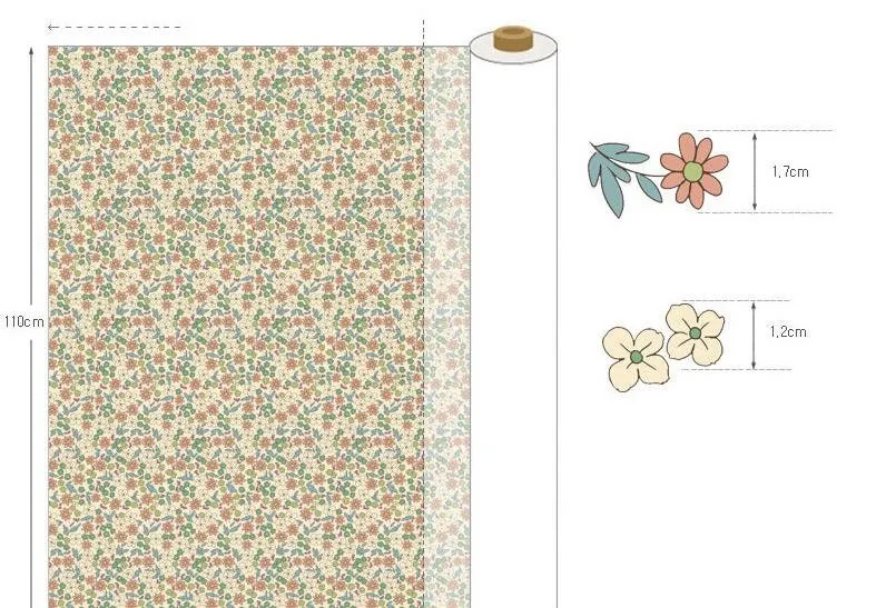 Flowers Cotton Fabric, Floral Fabric, Quality Korean Fabric - Fabric By the Yard /53993