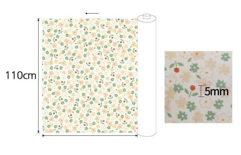 Flowers Cotton Fabric, Floral Fabric, Small Flowers Cotton Fabric, Quality Korean Fabric - Fabric By the Yard /54897