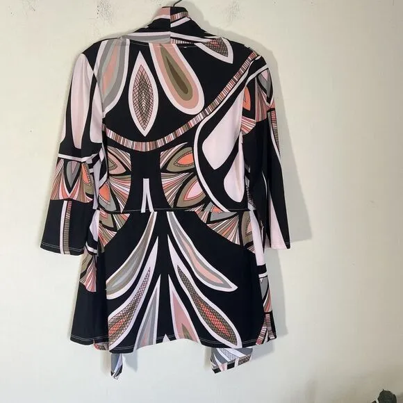 Frank Lyman Cardigan Jacket Open Front Art to Wear 3/4 Sleeves Artsy US 6 New