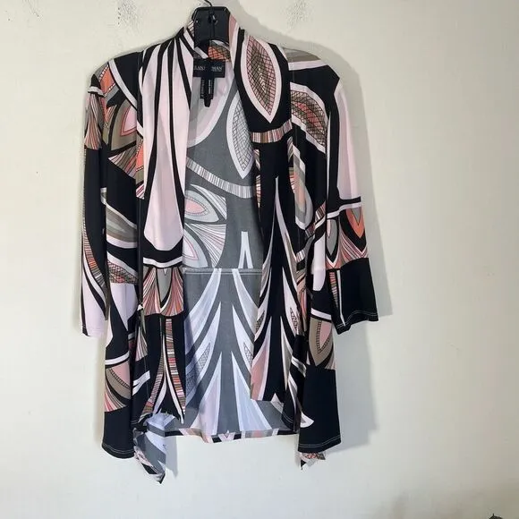 Frank Lyman Cardigan Jacket Open Front Art to Wear 3/4 Sleeves Artsy US 6 New